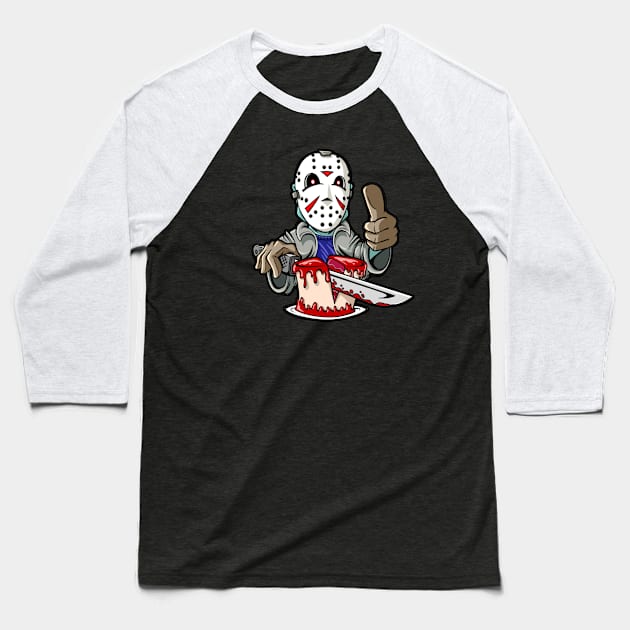 Jason Cake Baseball T-Shirt by Dragonheart Studio